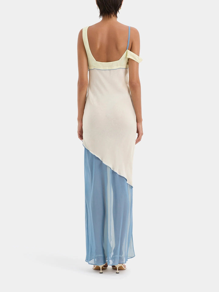 Elegant Asymmetrical Pastel Maxi Dress