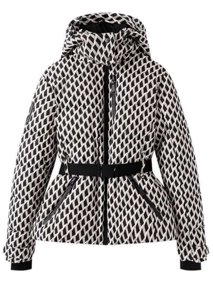 Women's Waterproof Insulated Puffer Ski Jacket With Belt