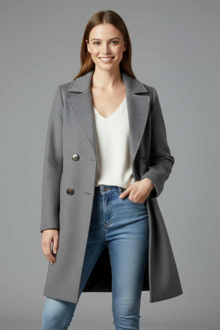 Women’s Coat with Button Closure and Collar