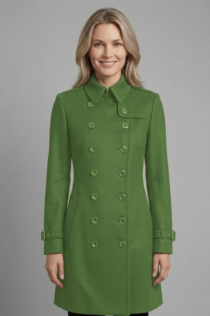 Women’s Coat with Double-Breasted Buttons and Long Sleeves