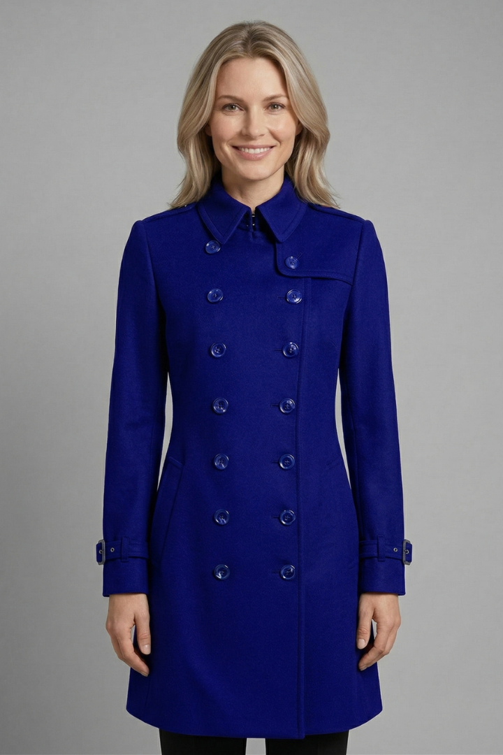 Women’s Coat with Double-Breasted Buttons and Long Sleeves