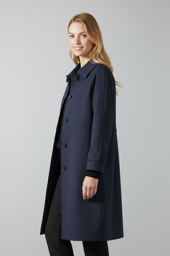 Women’s Mid-Length Coat with Buttons and Pockets