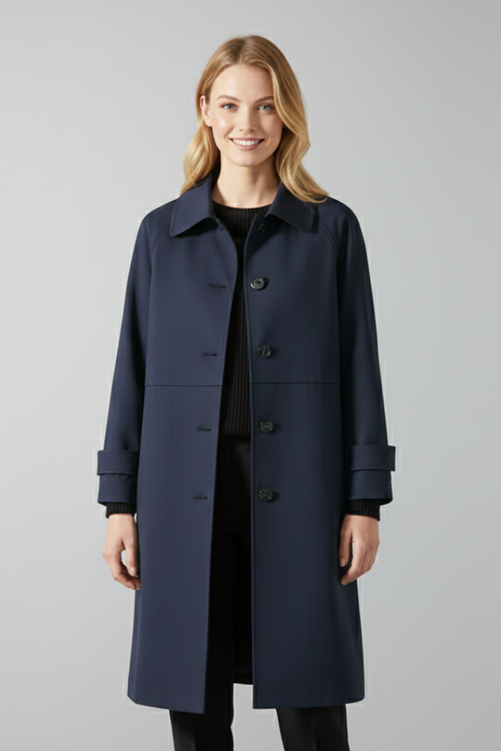Women’s Mid-Length Coat with Buttons and Pockets