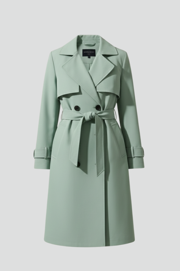 Women’s Trench Coat with Belt and Button Front