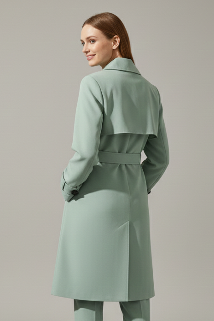 Women’s Trench Coat with Belt and Button Front
