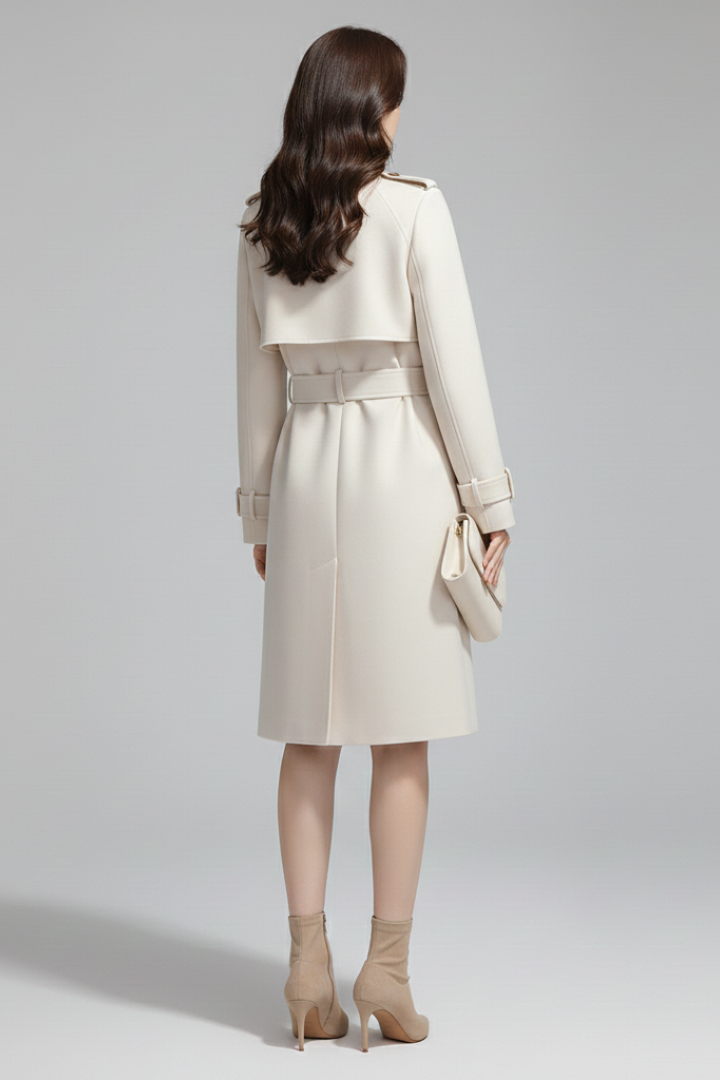 Women’s Trench Coat with Belt and Classic Collar