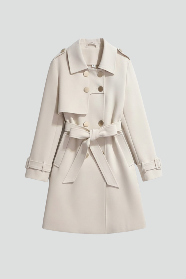 Women’s Trench Coat with Belt and Classic Collar