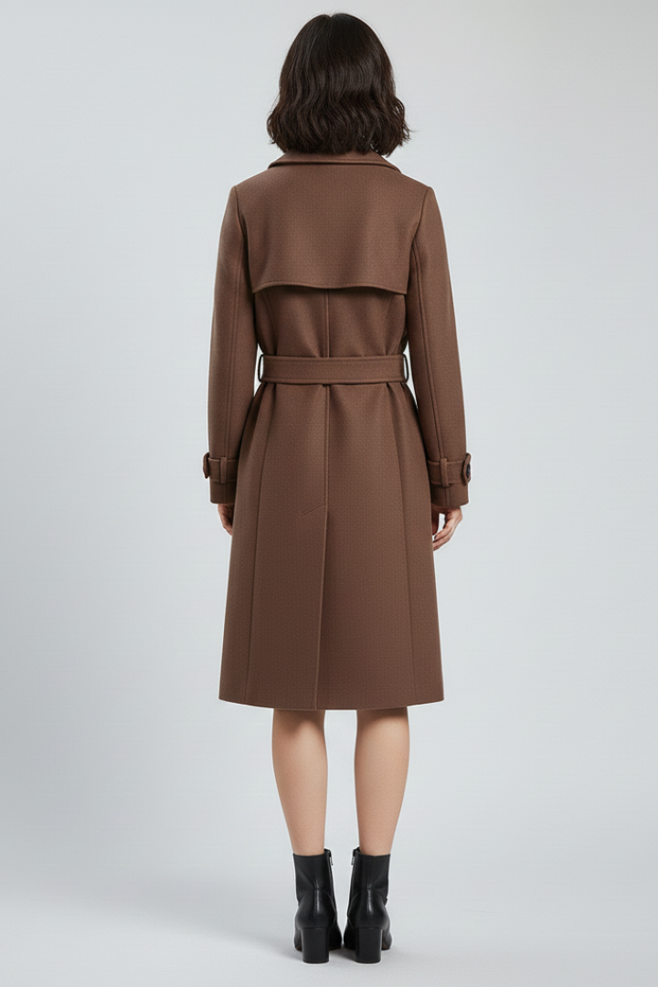 Women’s Trench Coat with Belt and Double Buttons