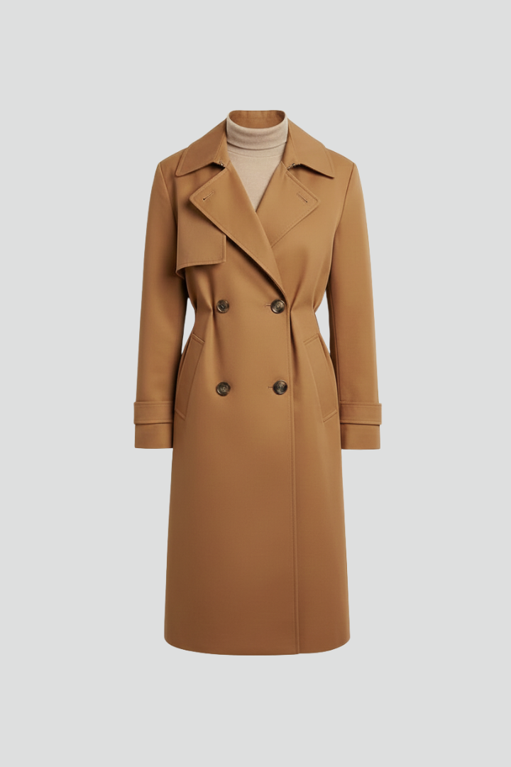 Women’s Trench Coat with Front Button Layout and Structured Outer Surface