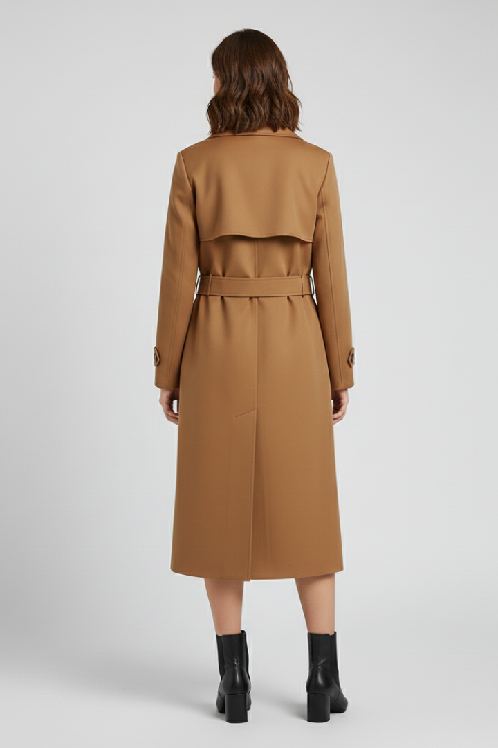 Women’s Trench Coat with Front Button Layout and Structured Outer Surface