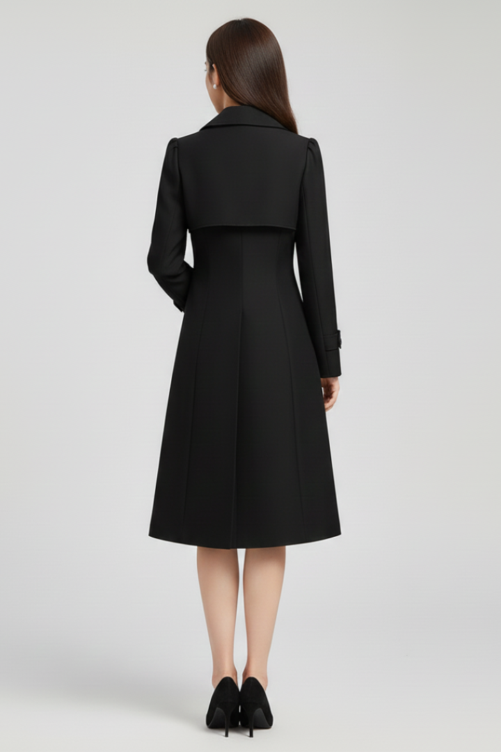 Women’s Trench Coat with Notched Lapel and Button Closure