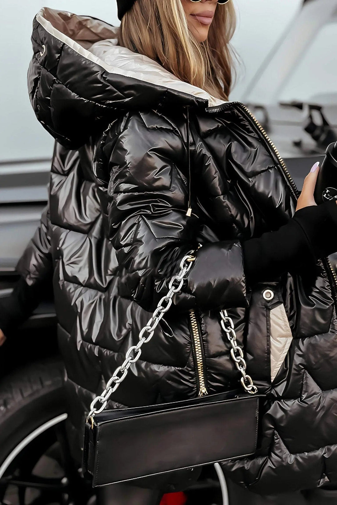 Women's Hooded Puffer Jacket with Quilted Lining