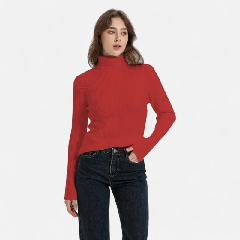 Élan Urbain™ | Pull Femme Col Roulé Côtelé – Coupe Slim