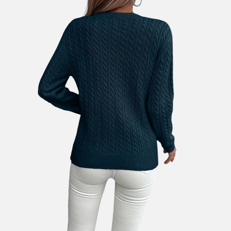 Élan Urbain™ | Pull à col rond et manches longues en maille torsadée pour femme