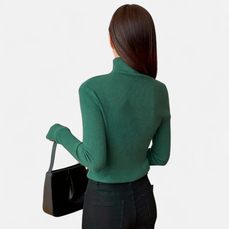 Élan Urbain™ | Pull Femme Col Roulé Côtelé – Coupe Slim