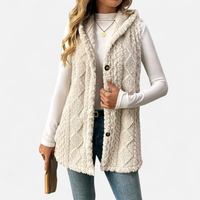 Élan Urbain™ | Gilet sans manches élégant pour femme en peluche